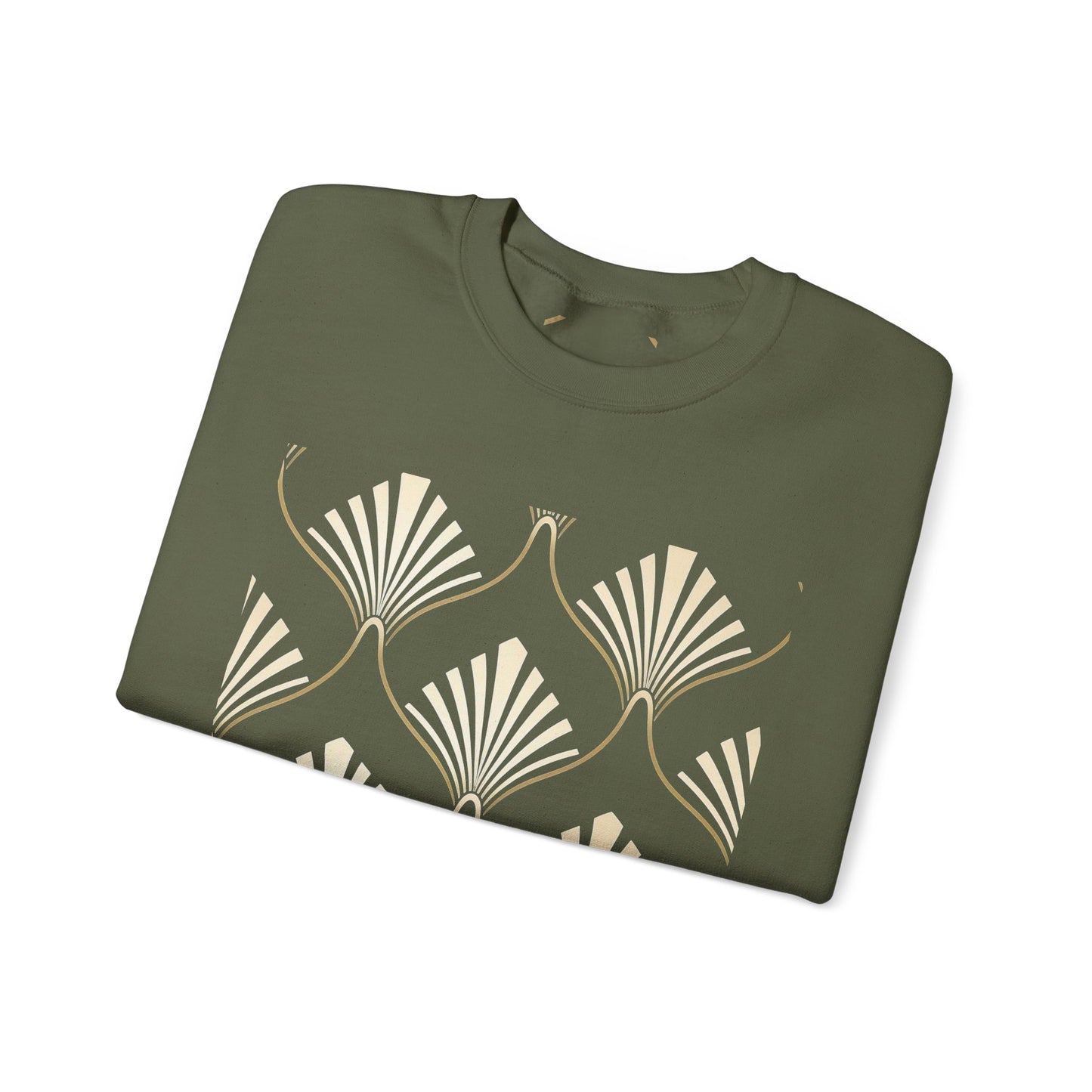 Elegant Gold Fan Pattern Crewneck Sweatshirt