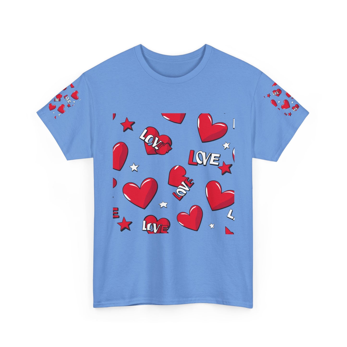Romantic Love Heart Heavy Cotton Tee - Perfect for Everyday Wear