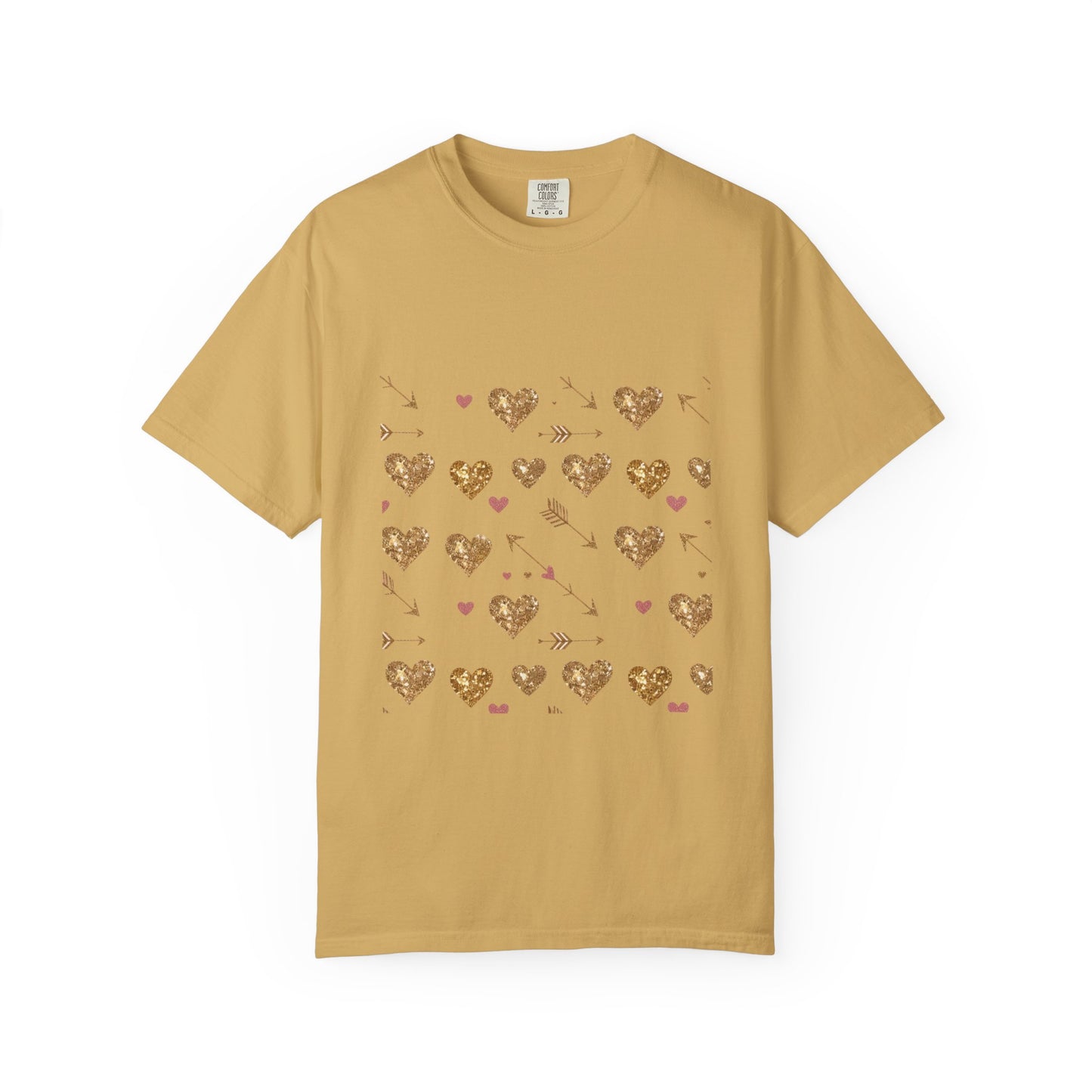 Gold Heart Pattern Women T-Shirt - Perfect for Everyday Love