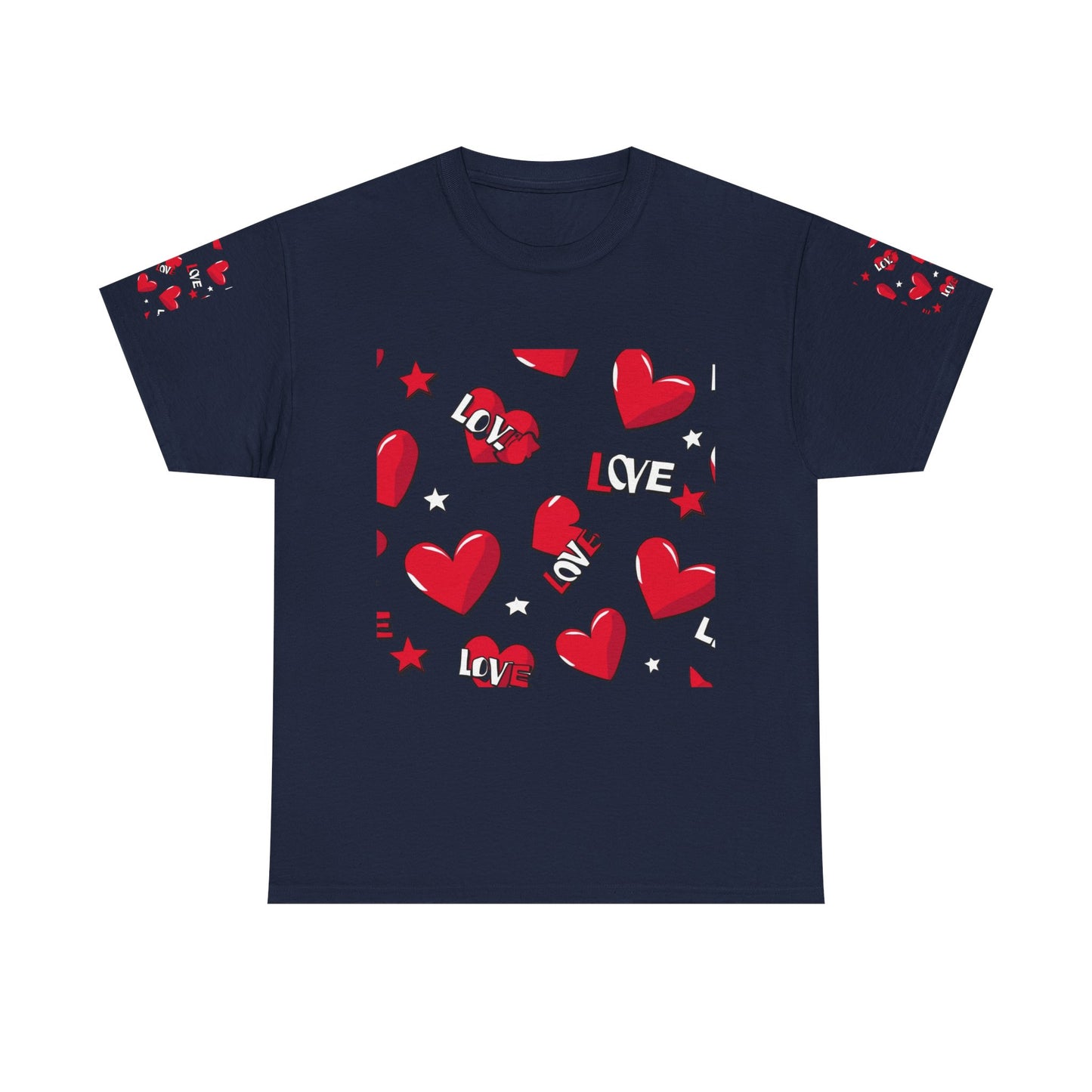 Romantic Love Heart Heavy Cotton Tee - Perfect for Everyday Wear