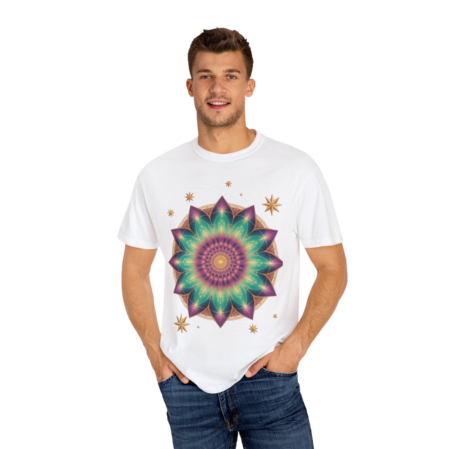 Tie-Dye Mandala T-Shirt, Spiritual Apparel, Bohemian Style Tee, Festival Wear, Eco-Friendly Fashion