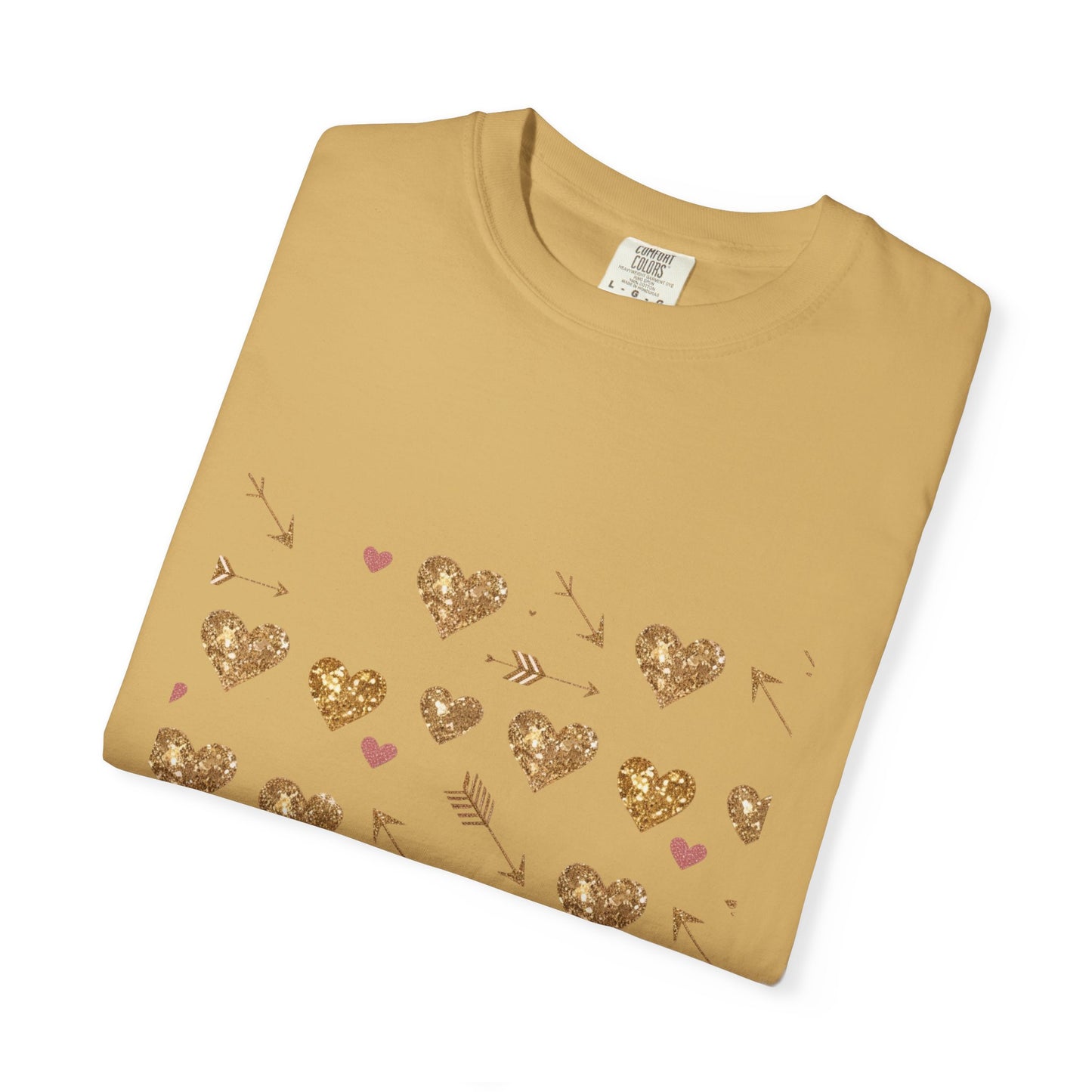 Gold Heart Pattern Women T-Shirt - Perfect for Everyday Love