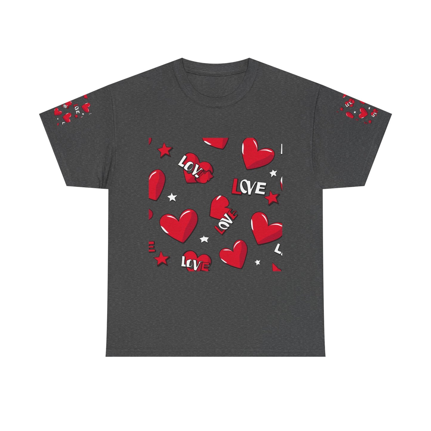 Romantic Love Heart Heavy Cotton Tee - Perfect for Everyday Wear