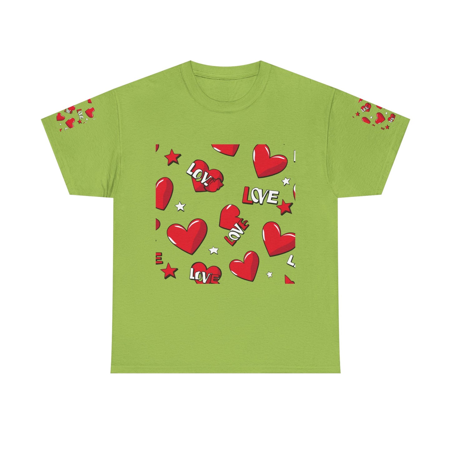 Romantic Love Heart Heavy Cotton Tee - Perfect for Everyday Wear