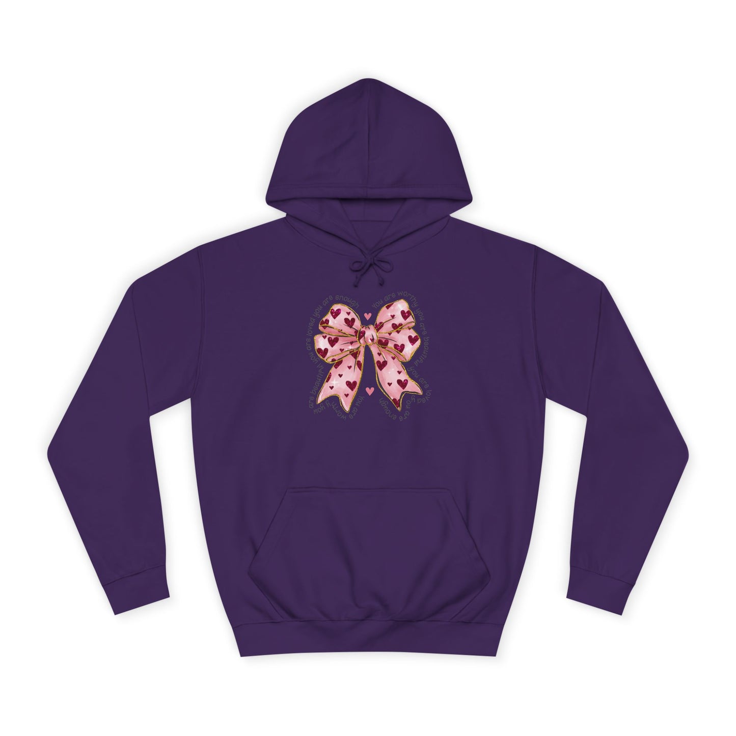 Cute Pink Bow College Hoodie - Stylish & Comfy