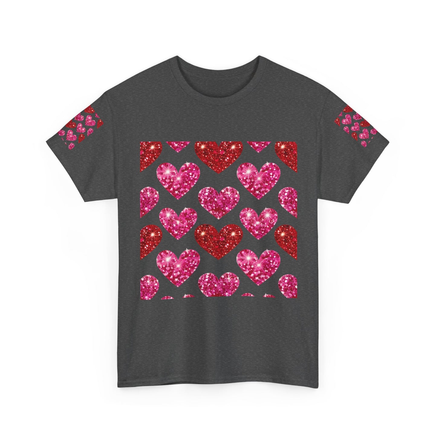 Sparkling Hearts Cotton Tee - Perfect for Valentine's Day & Love Celebrations