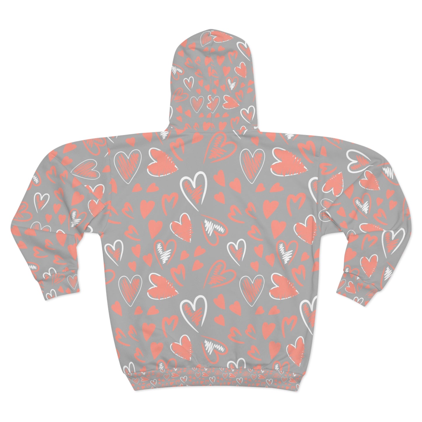 Sudadera con capucha y cremallera con estampado de corazón para el día de San Valentín