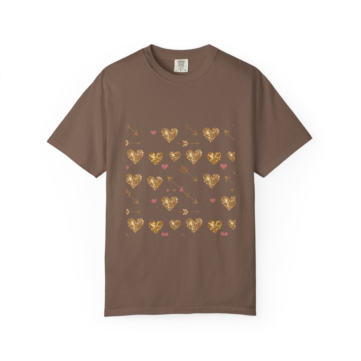 Gold Heart Pattern Women T-Shirt - Perfect for Everyday Love