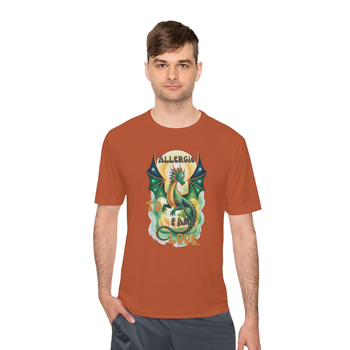 Dragon Allergy Moisture Wicking Tee, Funny T-Shirt for Allergy Awareness, Gift for Dragon Lovers, Fitness Wear, Unique Humor Tee