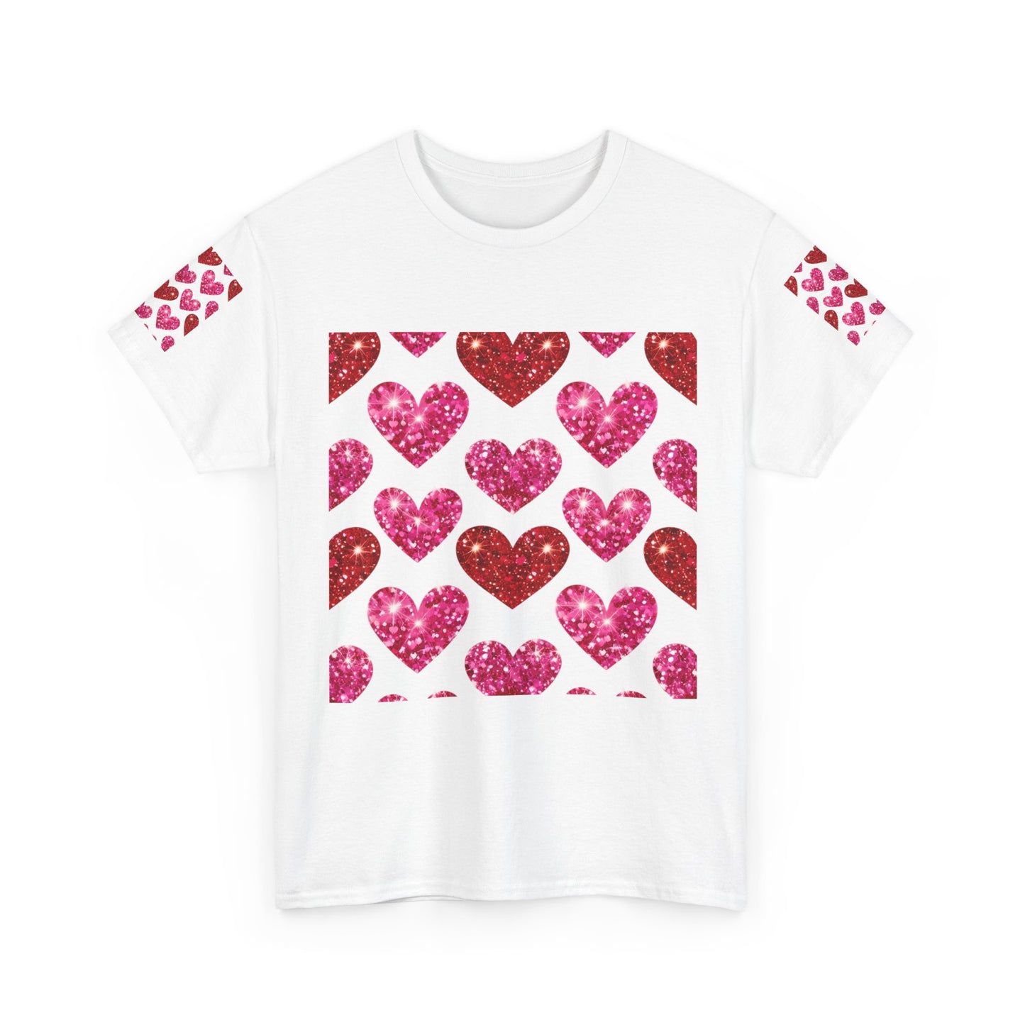 Sparkling Hearts Cotton Tee - Perfect for Valentine's Day & Love Celebrations