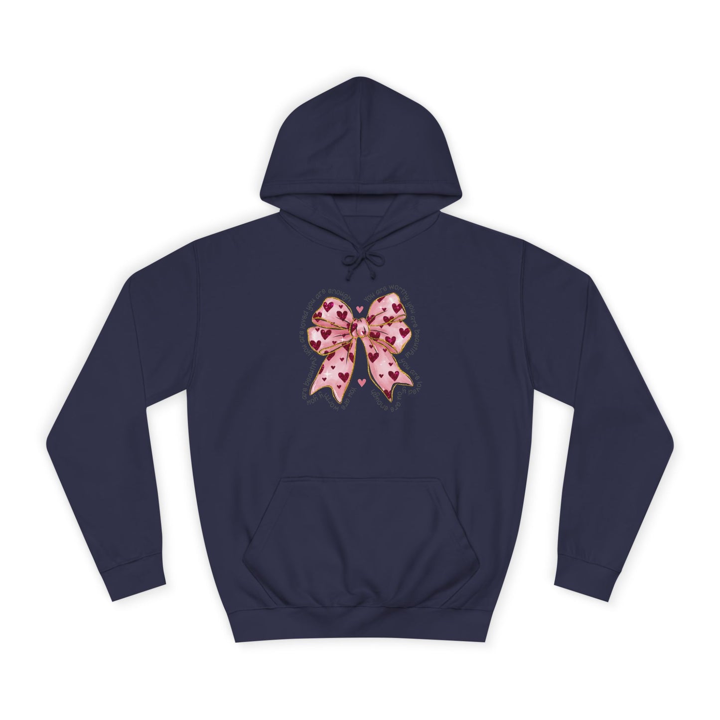 Cute Pink Bow College Hoodie - Stylish & Comfy