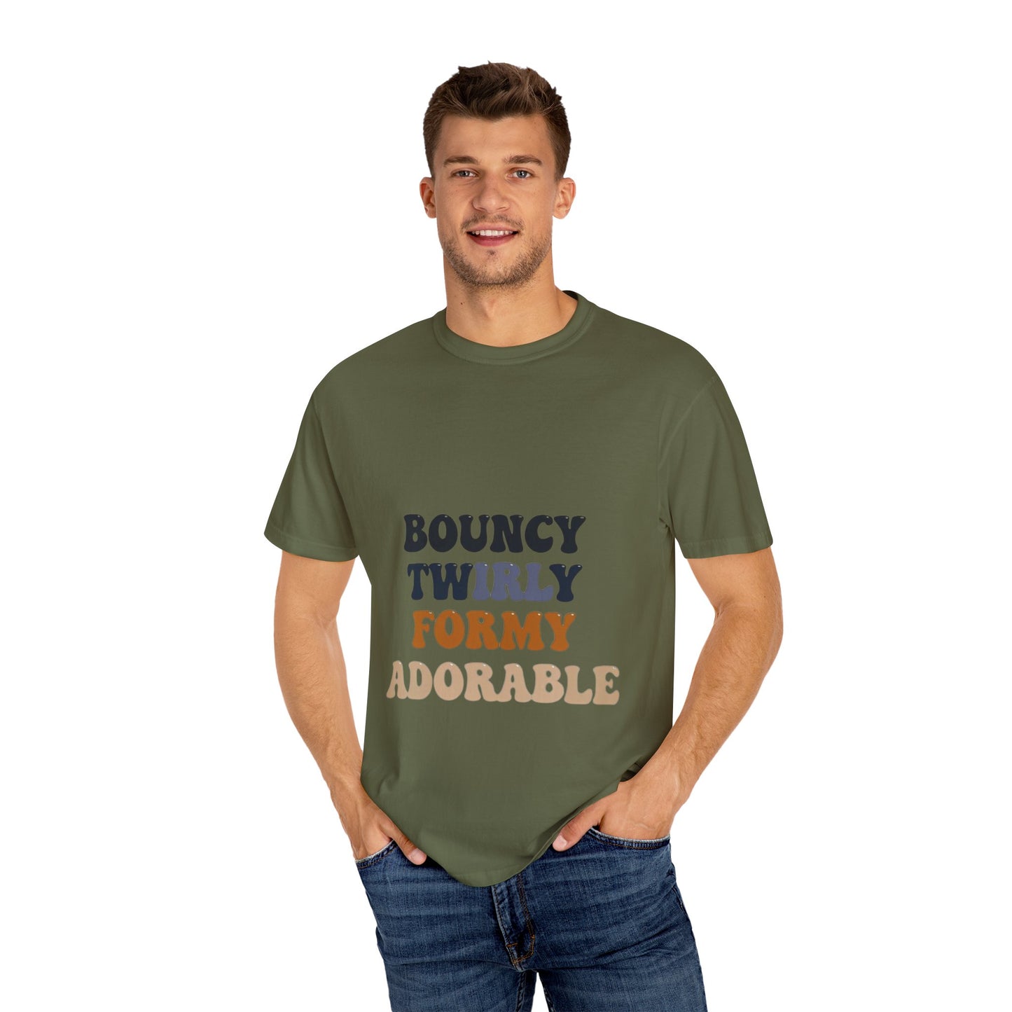 Bouncy Twirly Adorable T-Shirt – Men Garment-Dyed Tee for Fun Lovin' Souls