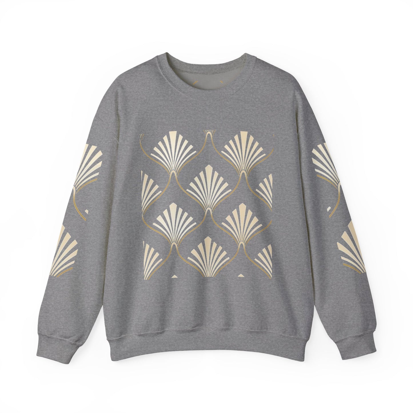 Elegant Gold Fan Pattern Crewneck Sweatshirt