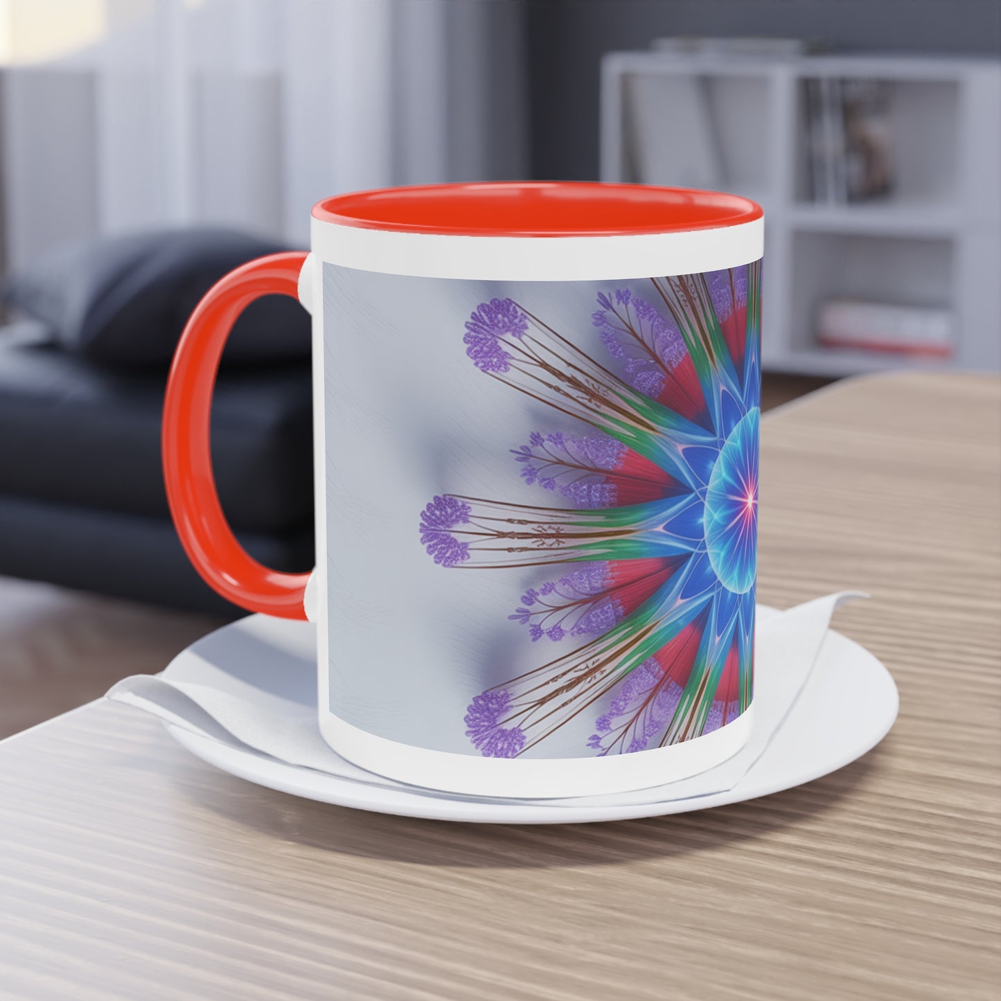 Kaleidoscope Two-Tone Coffee Mug - Vibrant Art Mug for Home & Office, Unique Gift for Coffee Lovers, Decorative Drinkware