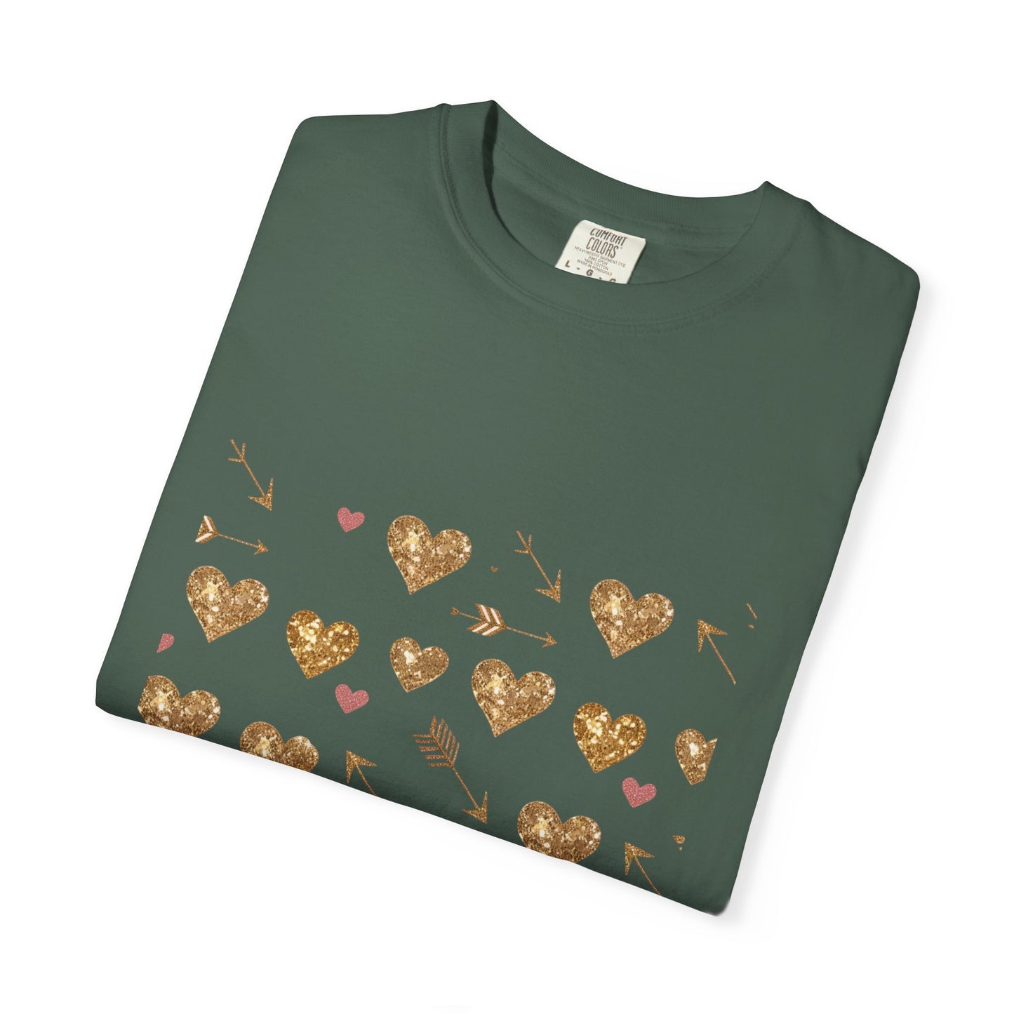 Gold Heart Pattern Women T-Shirt - Perfect for Everyday Love