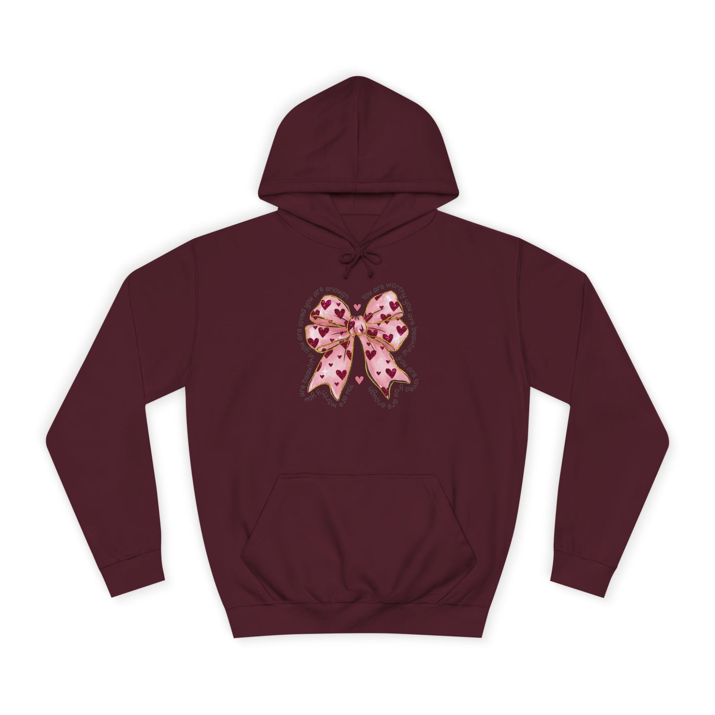 Cute Pink Bow College Hoodie - Stylish & Comfy