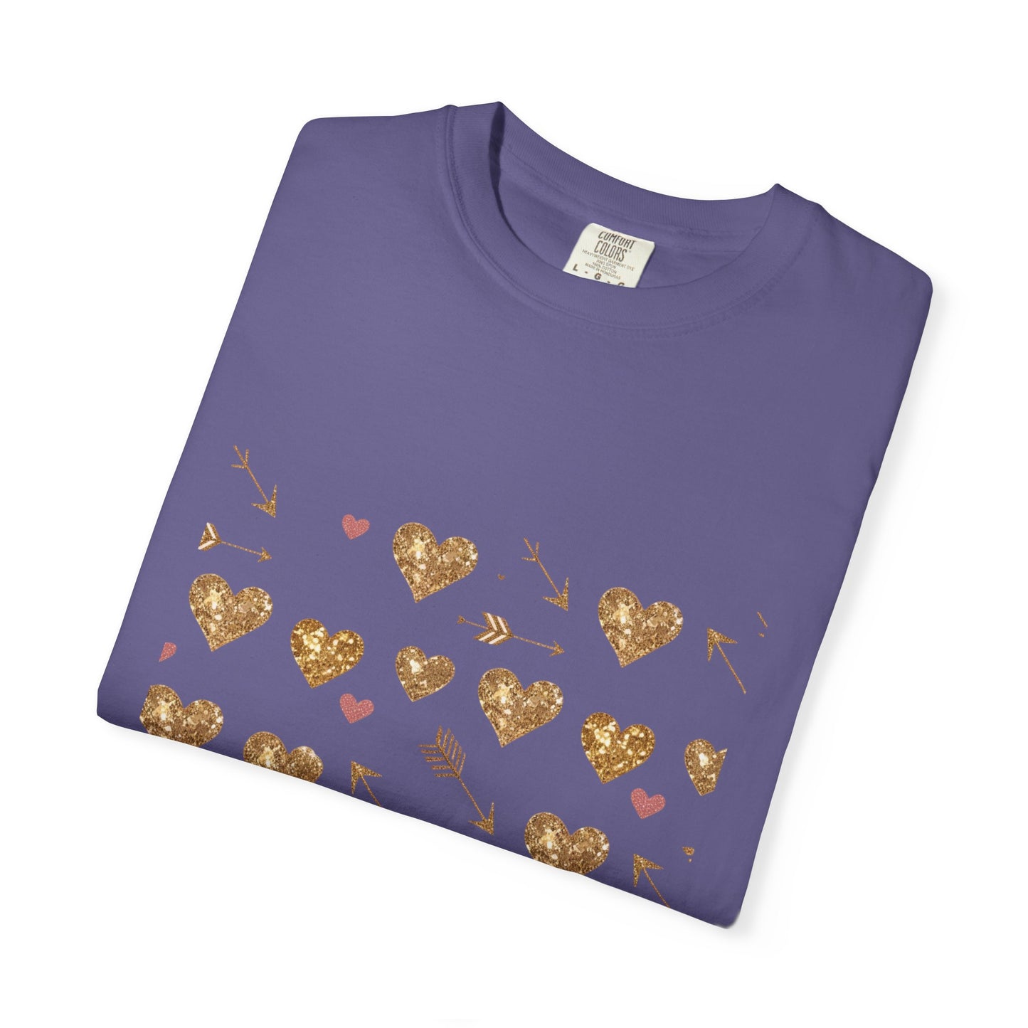 Gold Heart Pattern Women T-Shirt - Perfect for Everyday Love