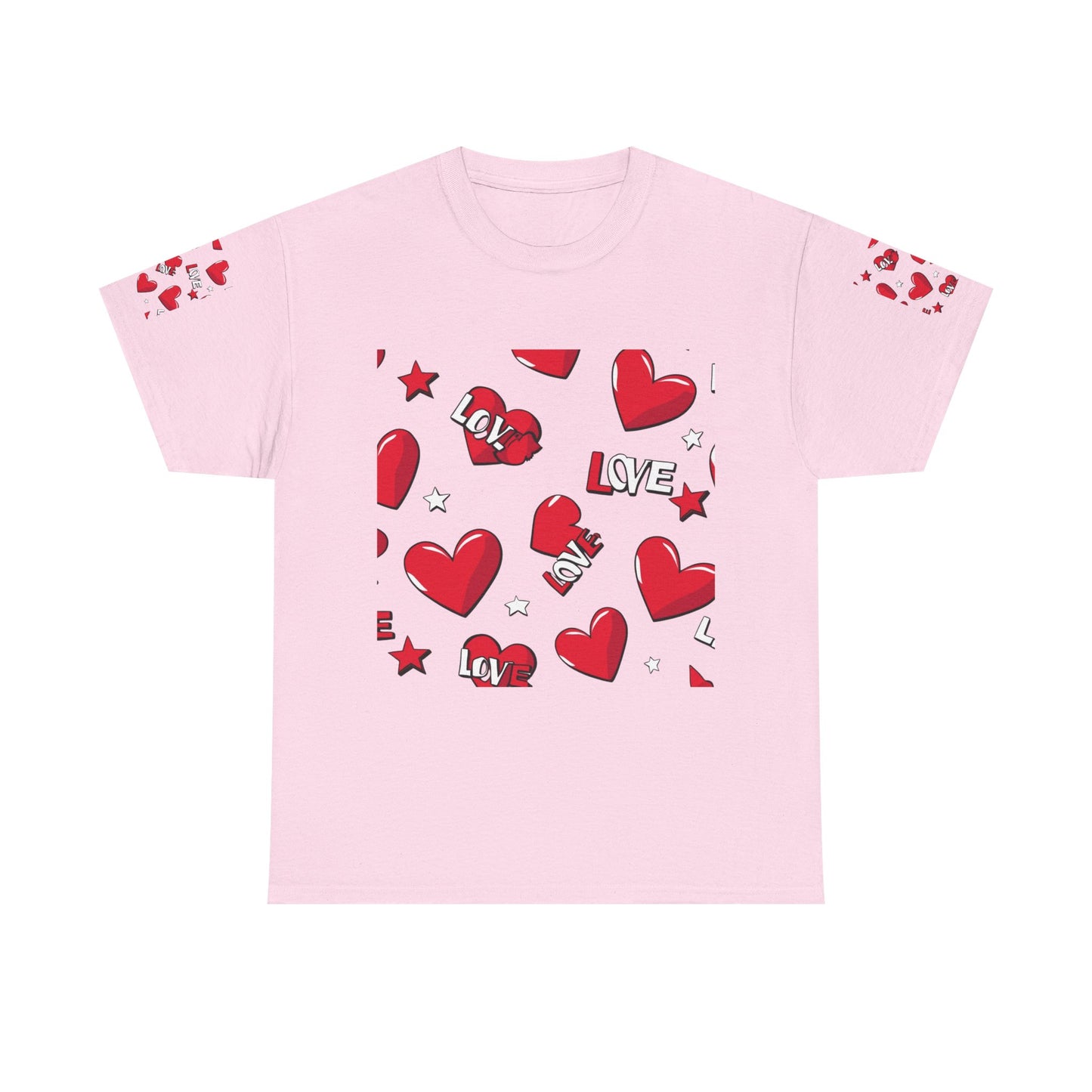 Romantic Love Heart Heavy Cotton Tee - Perfect for Everyday Wear
