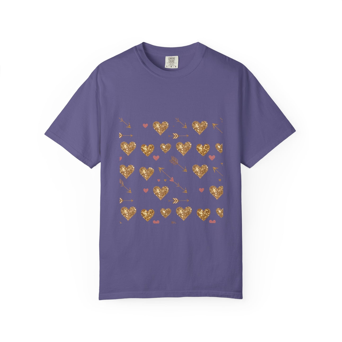 Gold Heart Pattern Women T-Shirt - Perfect for Everyday Love