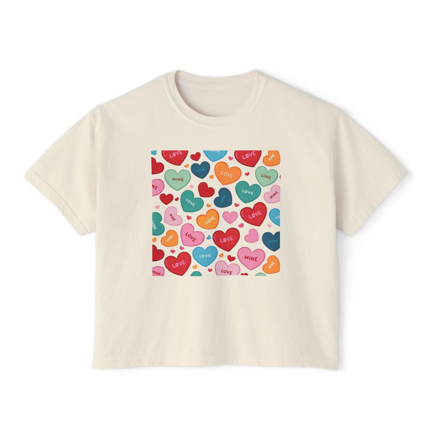 Women's Love Boxy Tee - Heart Print Shirt