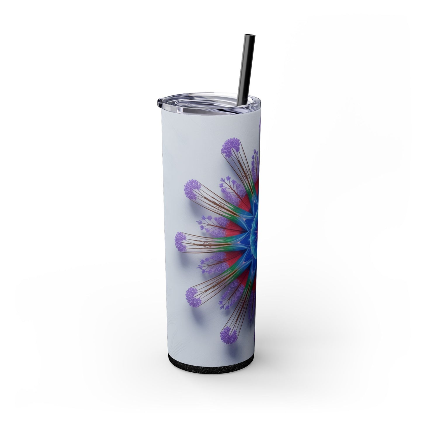 Vibrant Floral Skinny Tumbler with Straw, Flower Pattern Drink Cup, Eco-Friendly Travel Mug, Perfect for Summer Parties, Gifts for Her