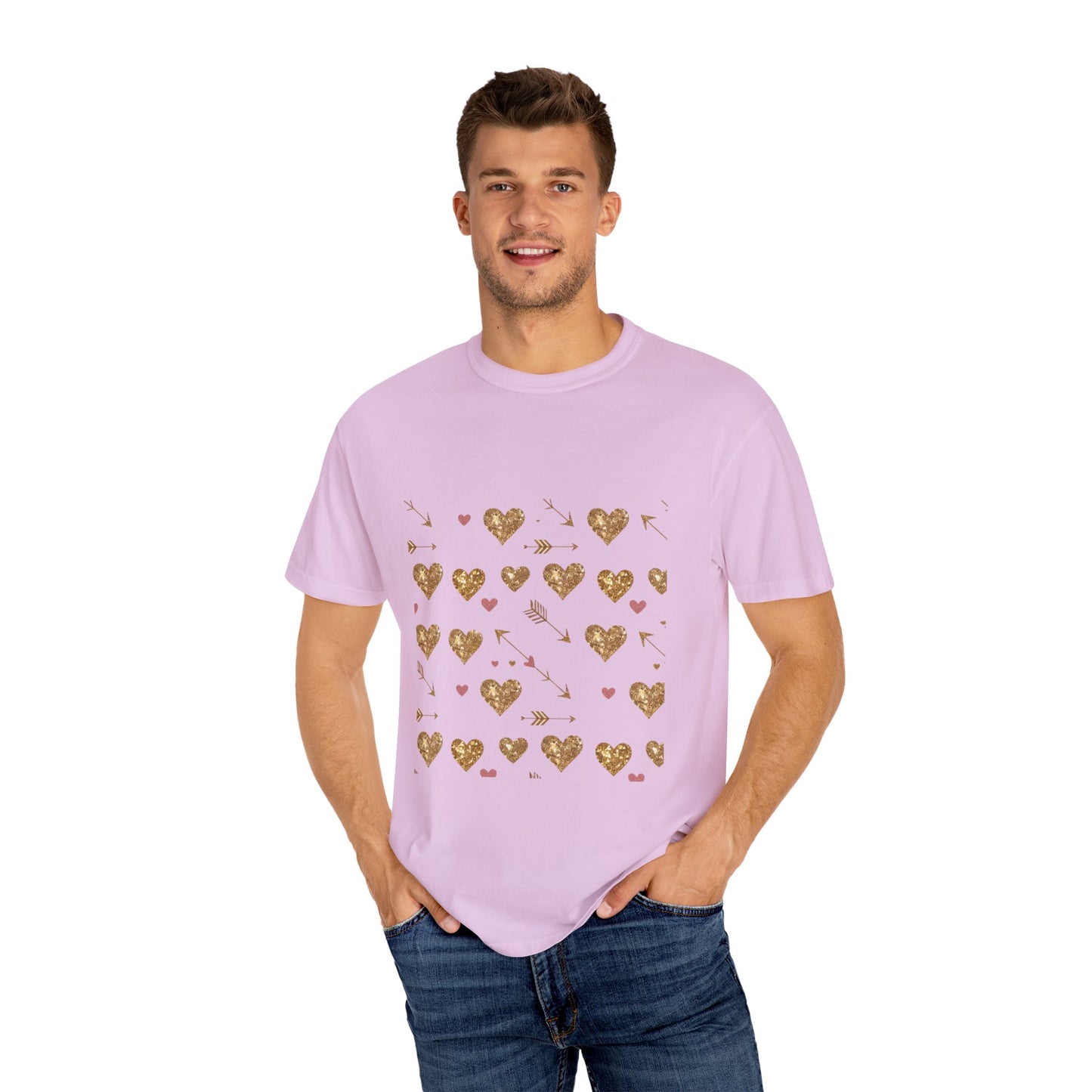 Camiseta de mujer con estampado de corazón dorado: perfecta para el amor cotidiano
