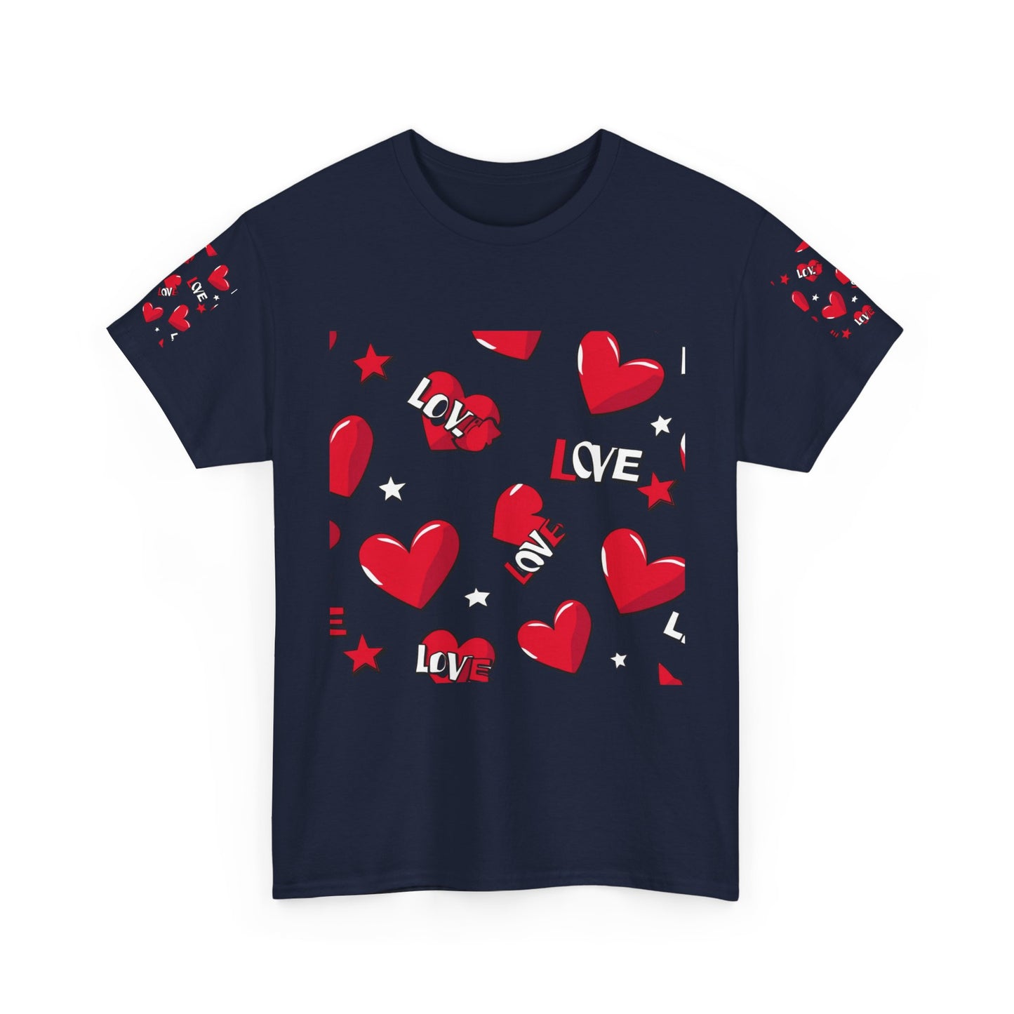 Romantic Love Heart Heavy Cotton Tee - Perfect for Everyday Wear