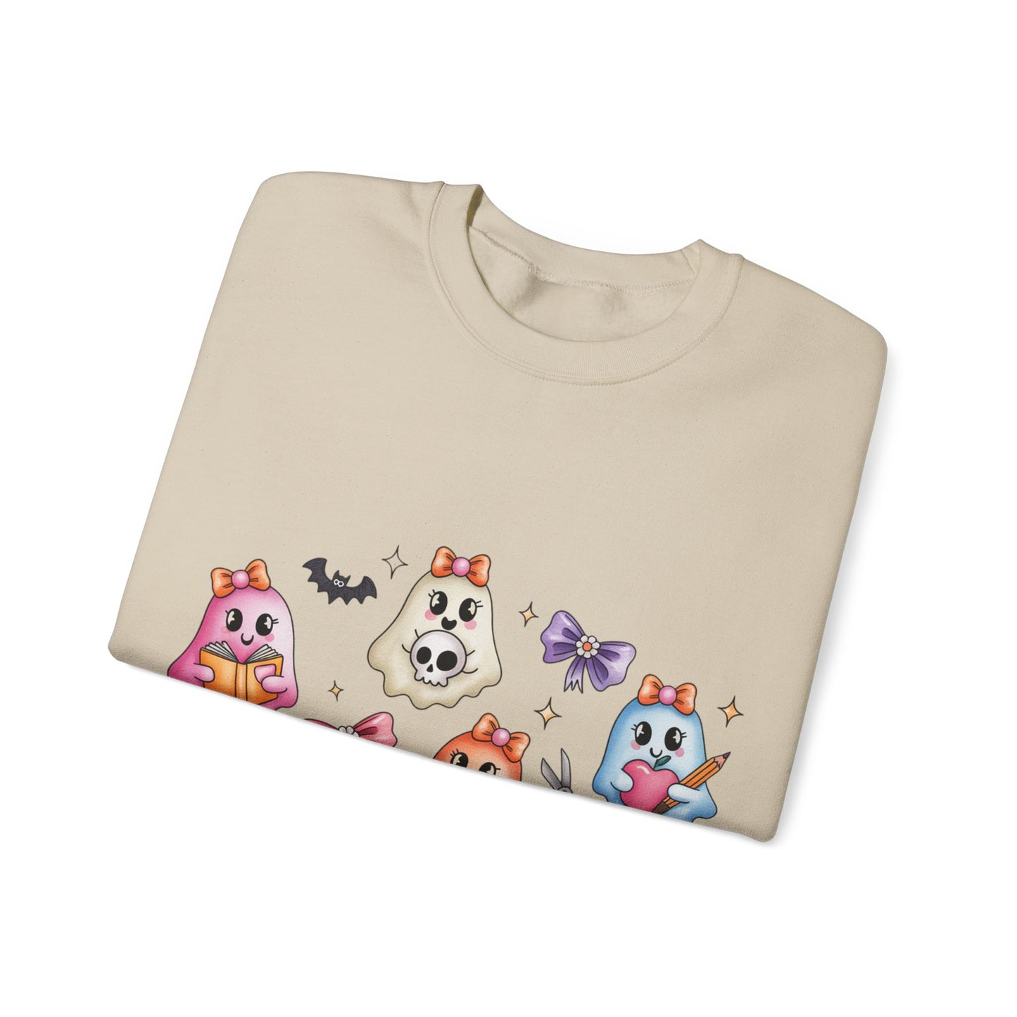 Cute Ghosts Women Crewneck Sweatshirt, Cozy Halloween Apparel, Spooky Season Outfit, Gift for Ghost Lovers, Funny Sweatshirt for Fall