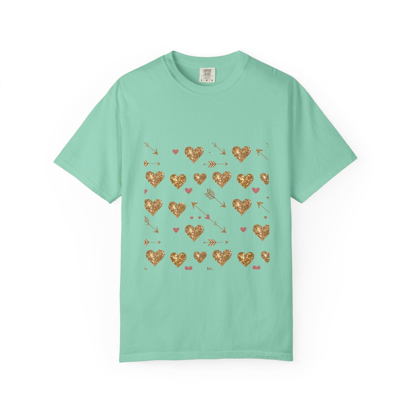 Gold Heart Pattern Women T-Shirt - Perfect for Everyday Love