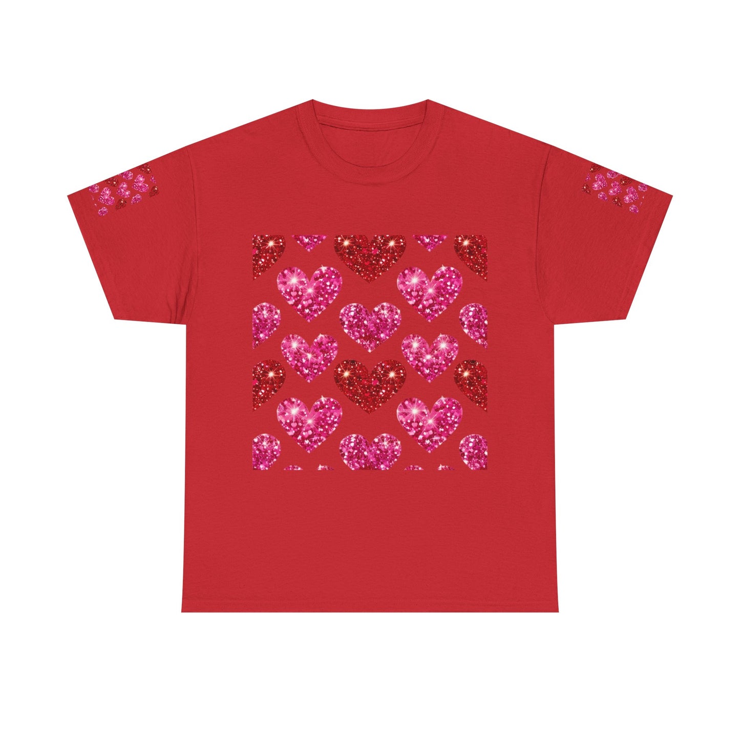 Sparkling Hearts Cotton Tee - Perfect for Valentine's Day & Love Celebrations