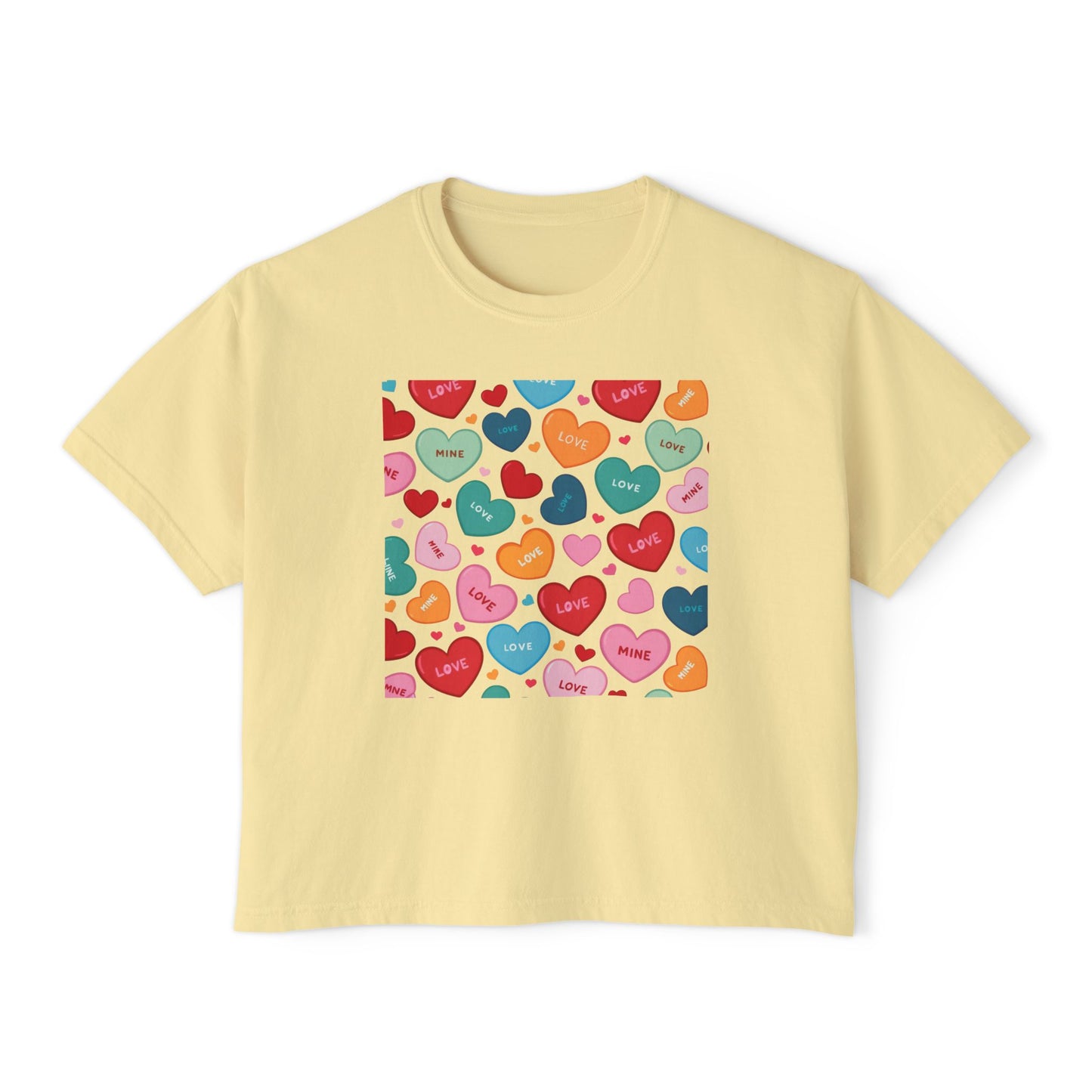 Women's Love Boxy Tee - Heart Print Shirt