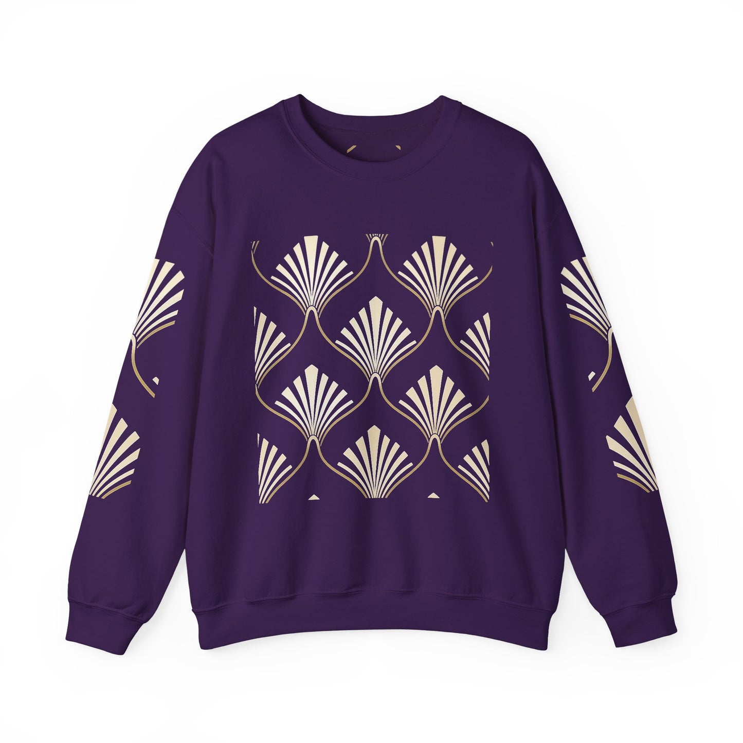 Elegant Gold Fan Pattern Crewneck Sweatshirt