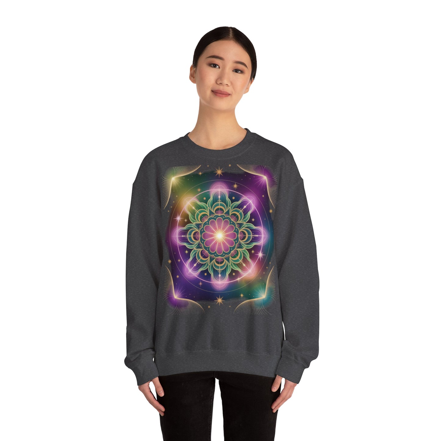 Cosmic Mandala Sweatshirt | Women's Crewneck | Soft Heavy Blend | Ideal for Cozy Nights, Meditation, Festivals, Gifts