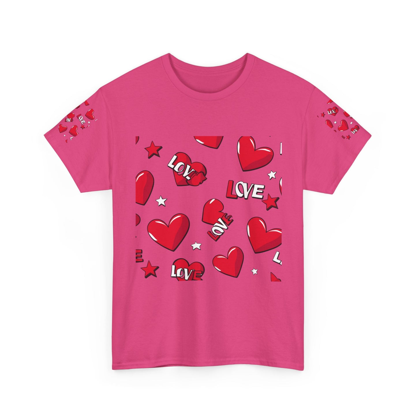 Romantic Love Heart Heavy Cotton Tee - Perfect for Everyday Wear