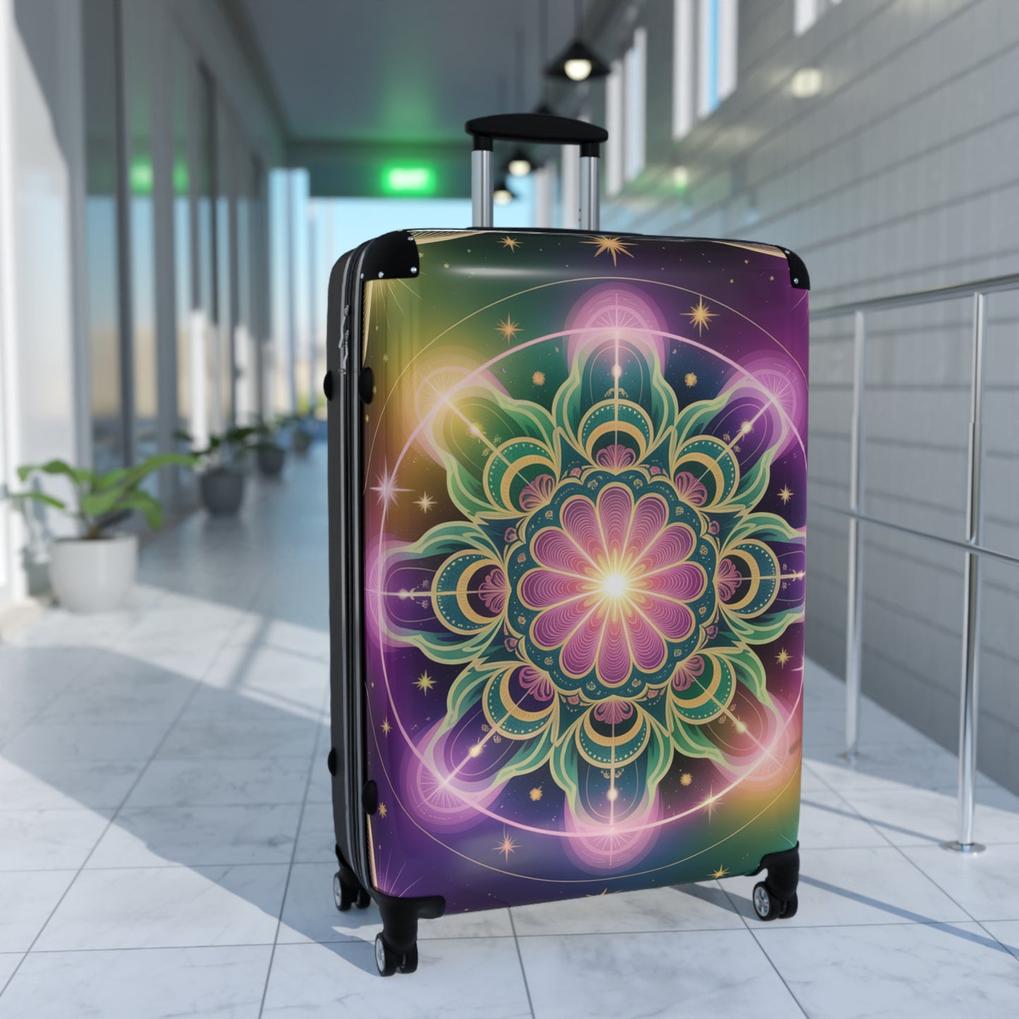 Colorful Mandala Suitcase - Travel Luggage, Bohemian Vacation Case, Unique Baggage, Colorful Travel Accessory, Festival Gear