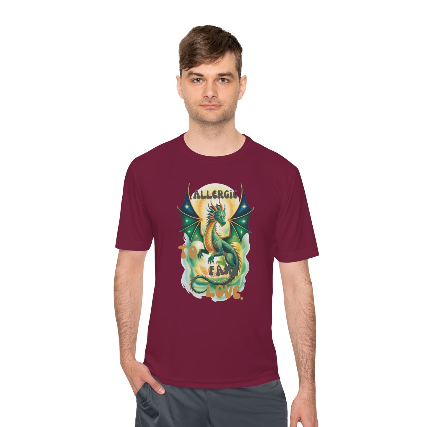Dragon Allergy Moisture Wicking Tee, Funny T-Shirt for Allergy Awareness, Gift for Dragon Lovers, Fitness Wear, Unique Humor Tee