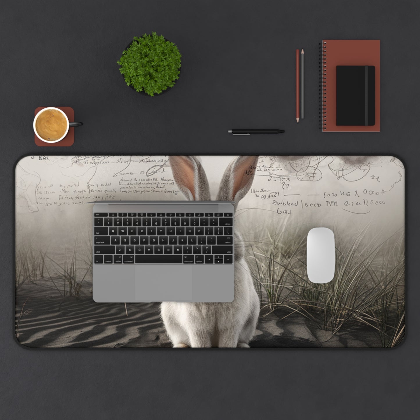Whimsical Rabbit Desk Mat - Nature-Inspired Desk Accessory for Home or Office