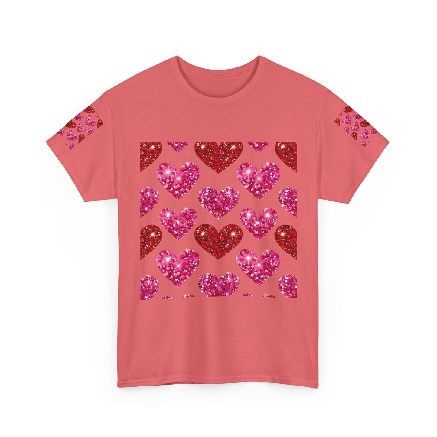 Sparkling Hearts Cotton Tee - Perfect for Valentine's Day & Love Celebrations