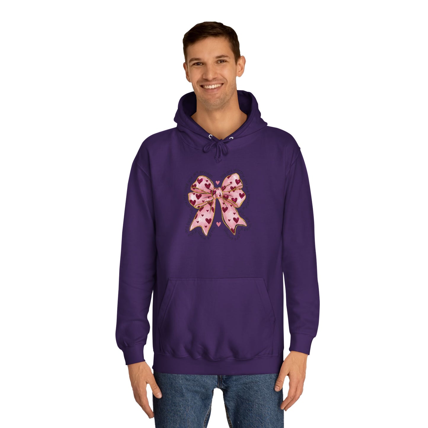 Cute Pink Bow College Hoodie - Stylish & Comfy