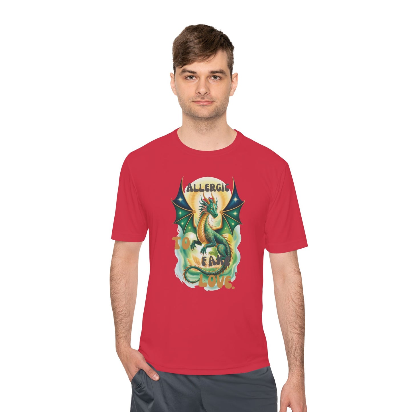 Dragon Allergy Moisture Wicking Tee, Funny T-Shirt for Allergy Awareness, Gift for Dragon Lovers, Fitness Wear, Unique Humor Tee
