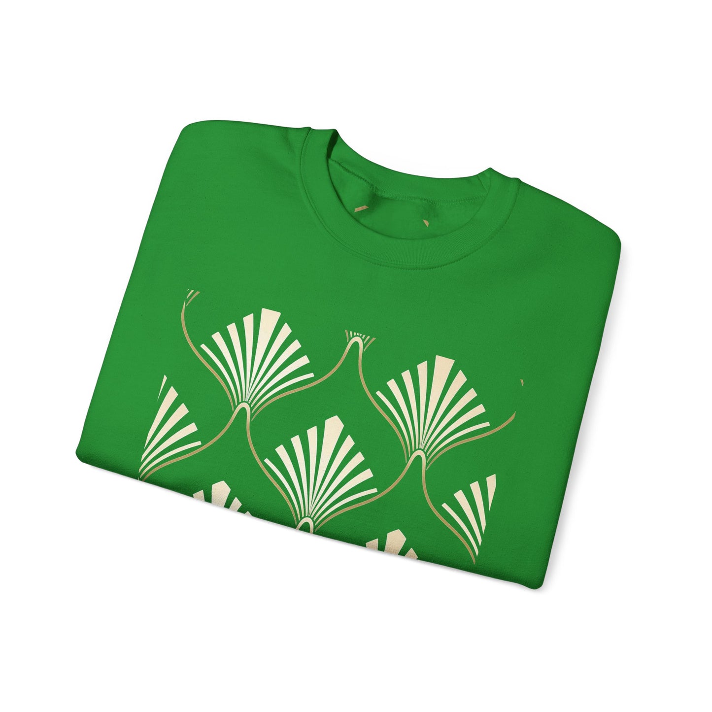 Elegant Gold Fan Pattern Crewneck Sweatshirt