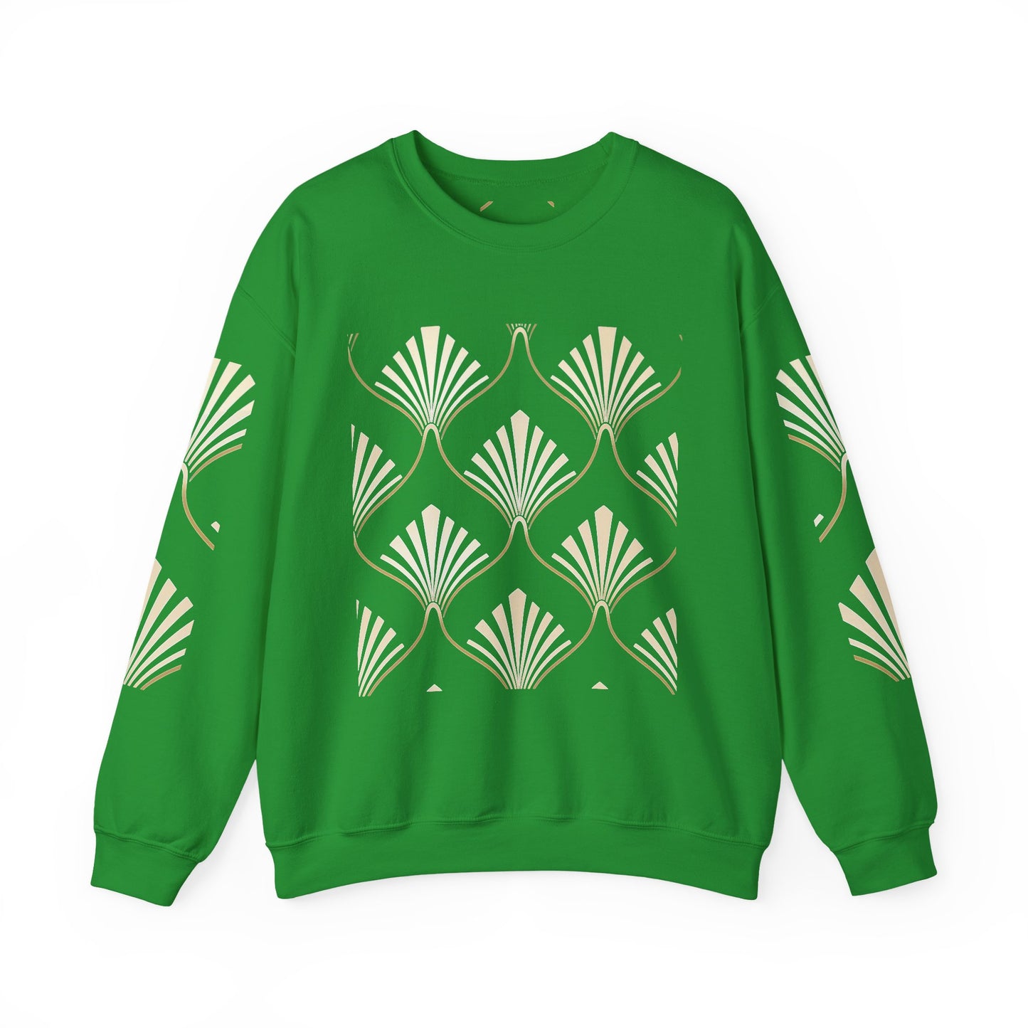 Elegant Gold Fan Pattern Crewneck Sweatshirt