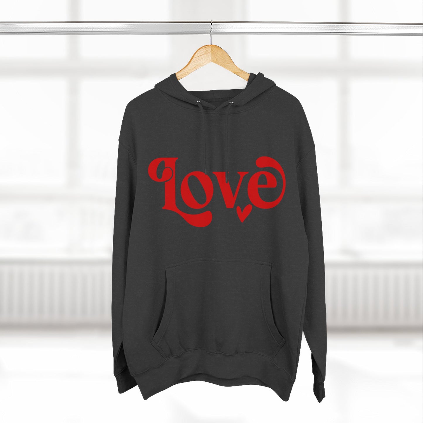 Sudadera con capucha de polar de tres paneles con gráfico Love