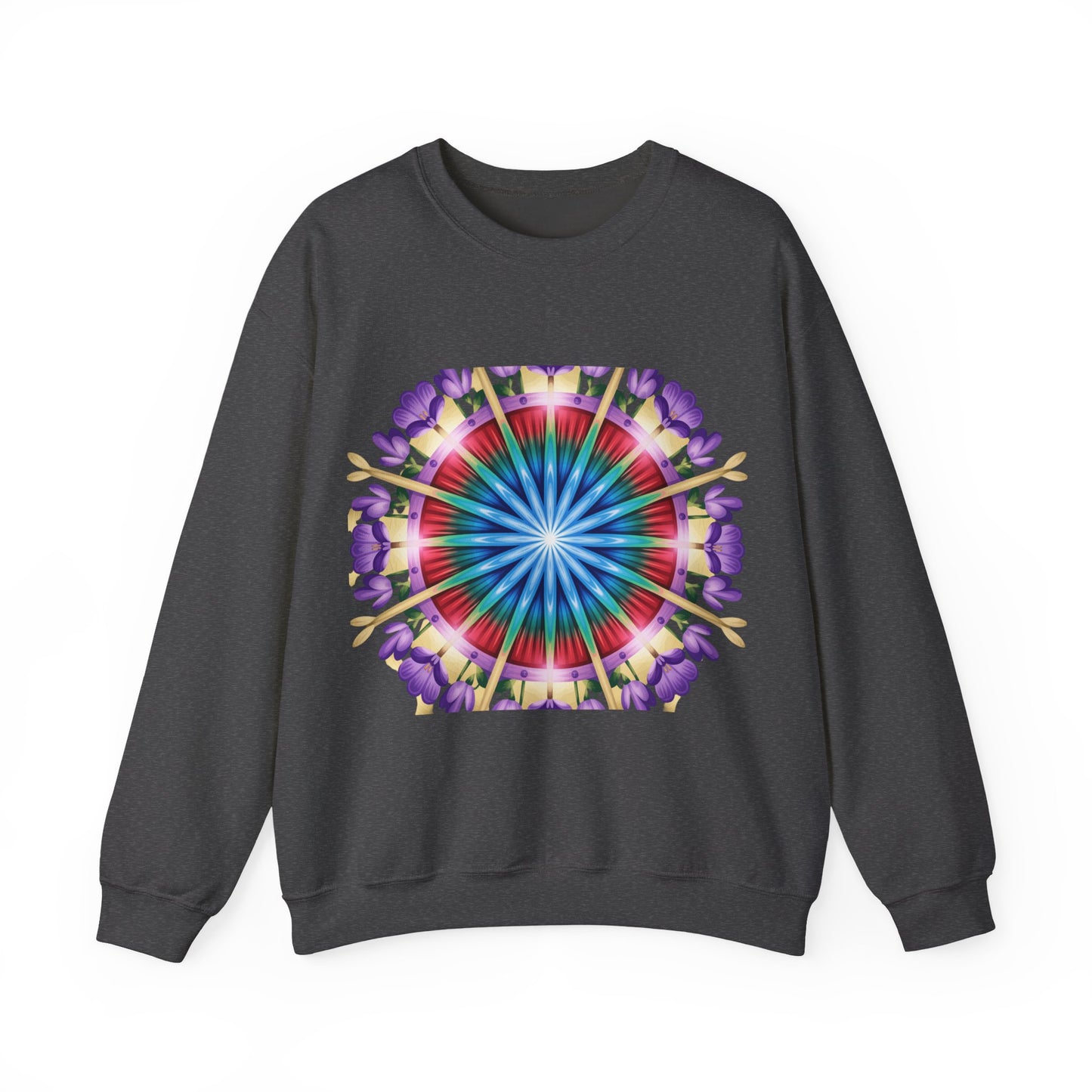 Vibrant Floral Mandala Crewneck Sweatshirt | Cozy Apparel, Stylish Gift, Casual Wear, Everyday Comfort, Botanical Design