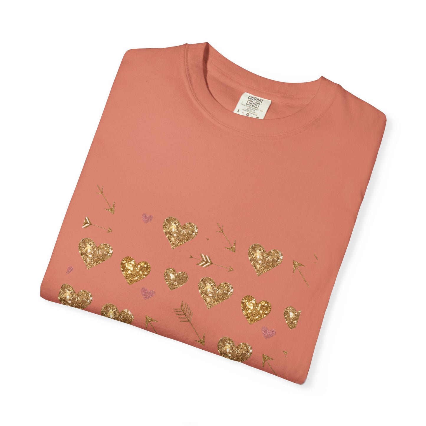 Gold Heart Pattern Women T-Shirt - Perfect for Everyday Love
