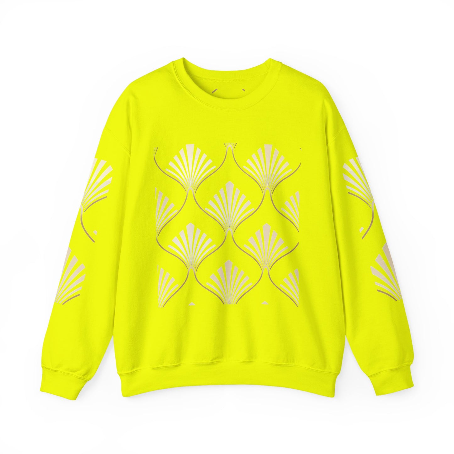 Elegant Gold Fan Pattern Crewneck Sweatshirt