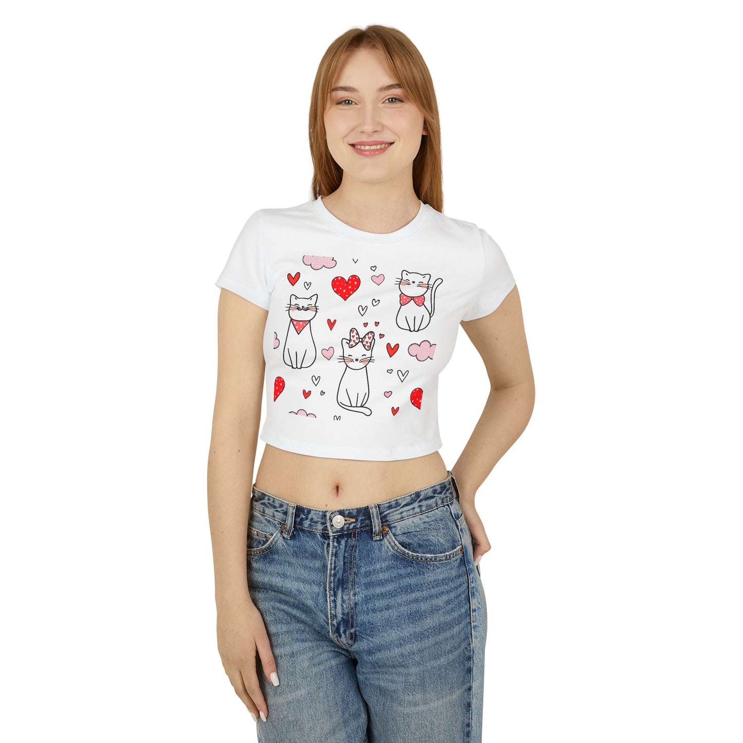 Camiseta de bebé para mujer con adorable diseño de corazón y adorable gato