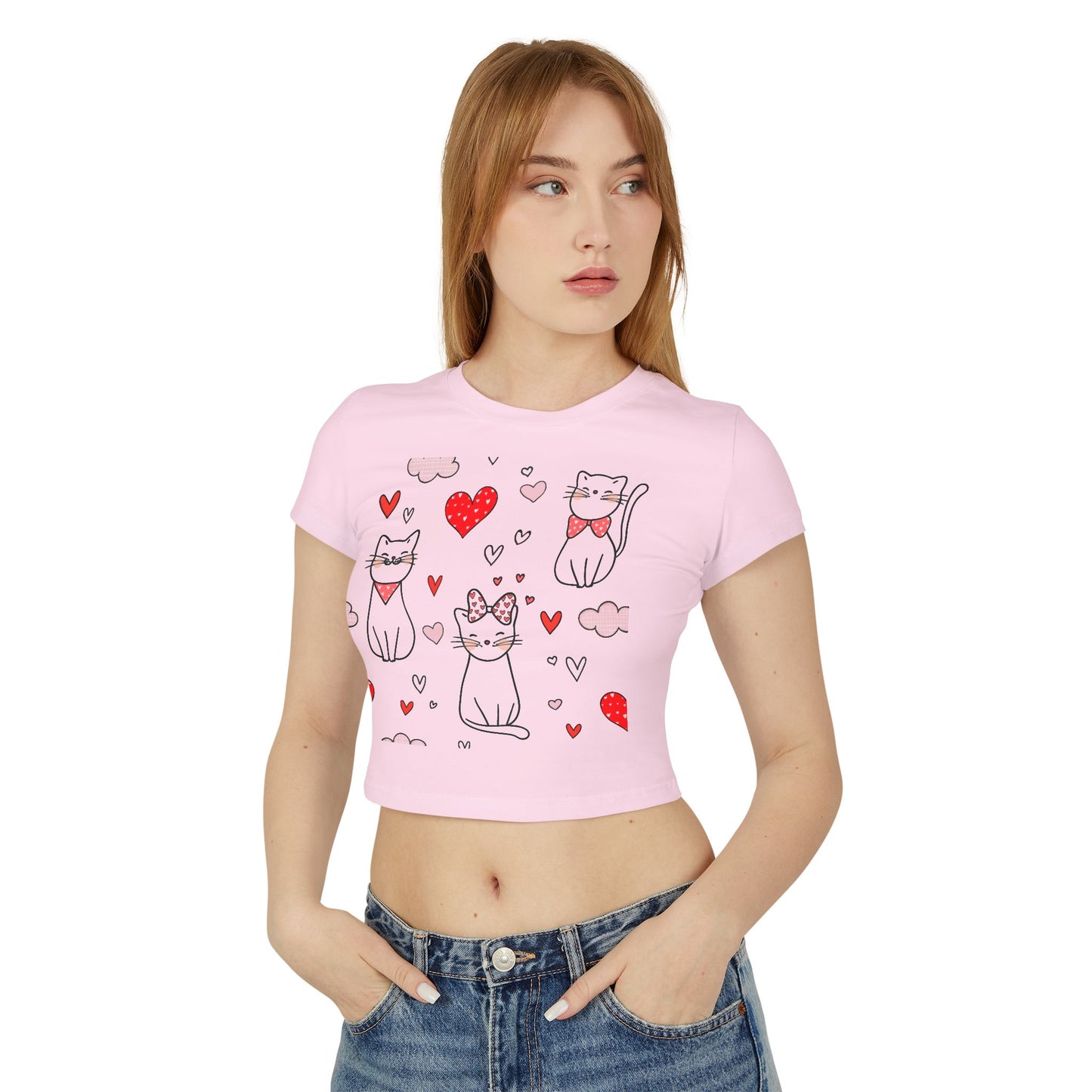 Camiseta de bebé para mujer con adorable diseño de corazón y adorable gato