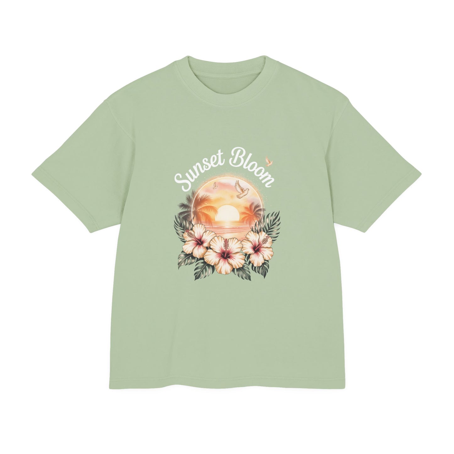 Sunset Bloom Heavy Tee | Soft Urban T-Shirt, Summer Outfit, Floral Graphic Tee, Beachwear, Gift for Her