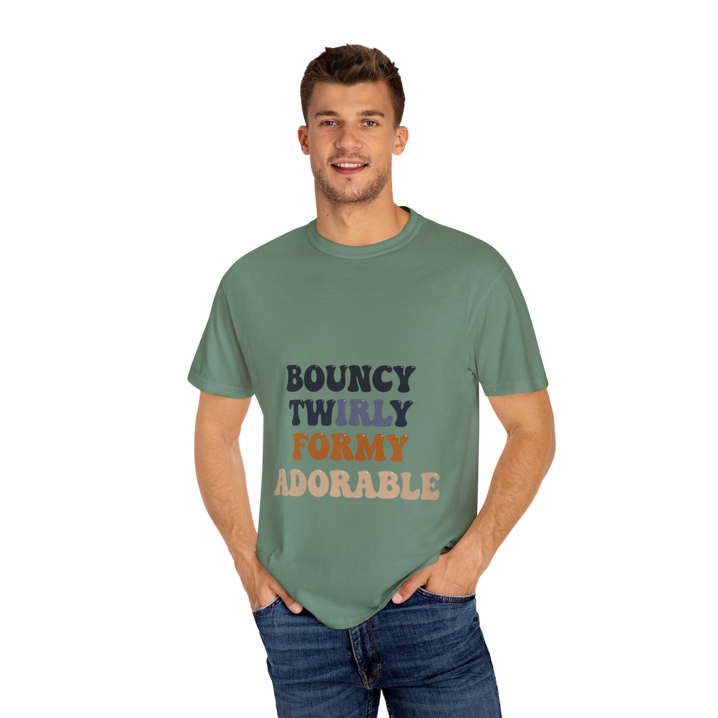 Bouncy Twirly Adorable T-Shirt – Men Garment-Dyed Tee for Fun Lovin' Souls